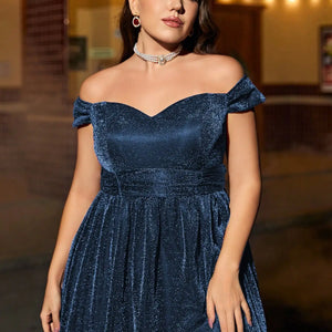 Mgiacy  plus size Short sleeve line neck high slit gorgeous woven evening gown ball dress Party dress bridesmaid dress