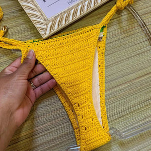 2024 Crochet Handmade Bikini Sets Sexy String Brazil Bathing Suit Swimsuit  Swimwear Boho Beachwear For Women Vacation Outfit