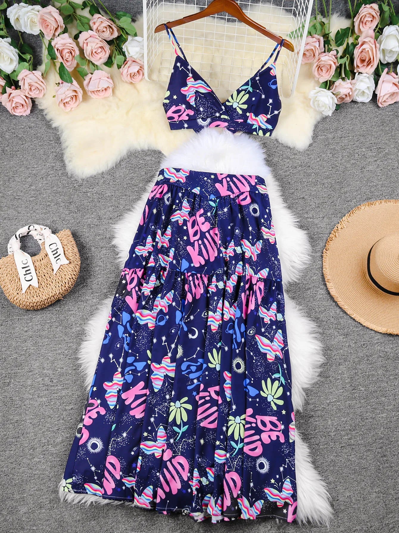 Dress Women Summer V Neck Spaghetti Strap Floral Sleeveless Casual Split Long Maxi Dress Halter Cover Up