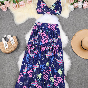 Dress Women Summer V Neck Spaghetti Strap Floral Sleeveless Casual Split Long Maxi Dress Halter Cover Up