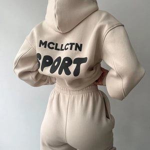 Women Thickened Tracksuit Autumn Winter Warm Hoodies Top Pant Suits Sweatshirts Jogging Pant Outfits Sweatpants 2 Piece Sets