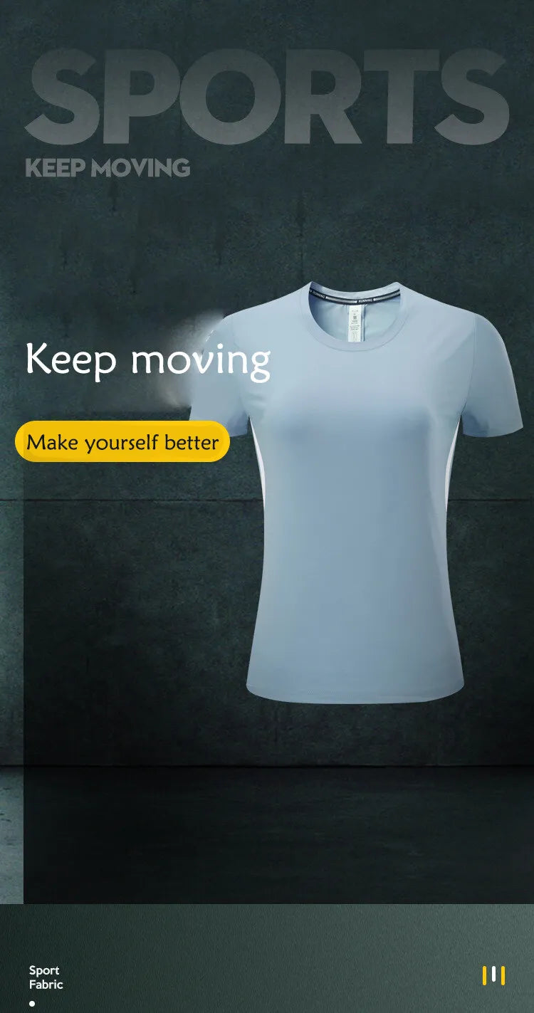 (S-2XL)Women Quick Dry Ice Silk Sport T-shirt Breathable Yoga Tees Shirts Gym Workout Running Short Sleeve Fitness Tops MM715