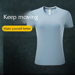 (S-2XL)Women Quick Dry Ice Silk Sport T-shirt Breathable Yoga Tees Shirts Gym Workout Running Short Sleeve Fitness Tops MM715