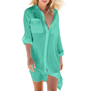 Hot Cotton Tunics for Beach Women Swimsuit Cover-ups Woman Swimwear Beach Cover up Beachwear Mini Dress Saida de Praia