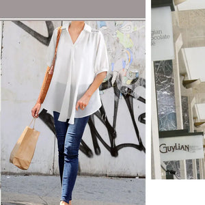 Plus Size 2024 New Clothing Short-Sleeved Women Loose Appear Thin Personality Fashion Double Color Blouses Female Casual K3199