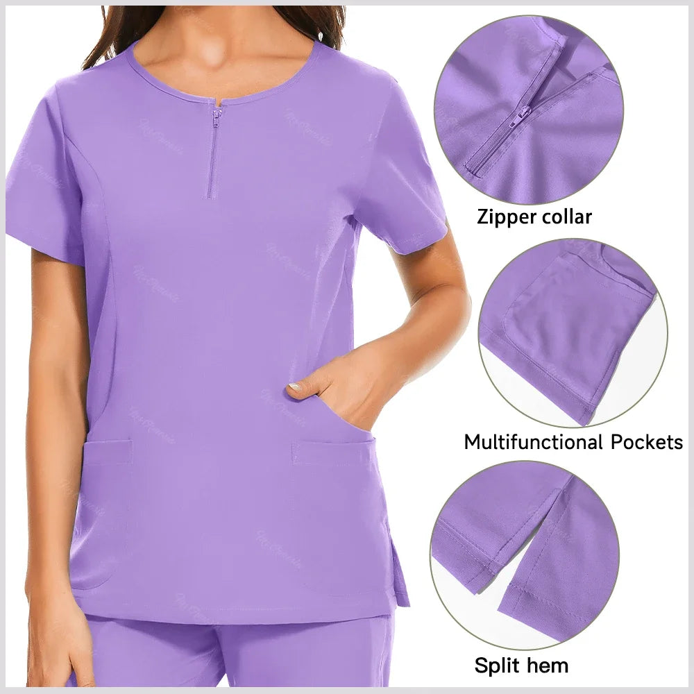 Surgical Uniforms Woman Nursing Sets Pocket Top Jogging Pants Medical Nurse Uniforms Scrubs Clinical Beauty Salon Hospital Suits