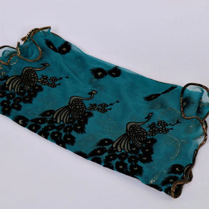 Popular peacock flocking breathable long towel 190x40cm gilded lace women's scarf