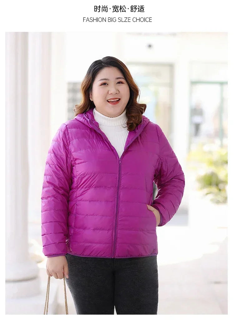 Plus Size 7xl 6xl 5xl Fall Women's Lightweight Water-Resistant Packable Hooded Jackets Autumn Winter Warm Female Down Coats