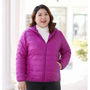 Plus Size 7xl 6xl 5xl Fall Women's Lightweight Water-Resistant Packable Hooded Jackets Autumn Winter Warm Female Down Coats