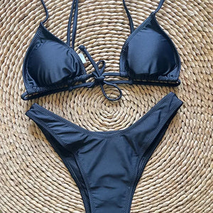 Micro Brazilian Mini Bikini Set Swimming Suits Pads Bikinis 2024 Push Up Bathing Suits Coffee String Swimwear Women Swimsuit