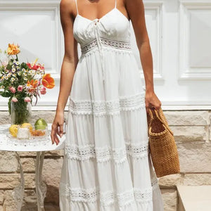 Summer New Women Boho Dress Fashion Spaghetti Strap White Beach Party Dress Robe Femme 2024 Elgeant Casual Female Vestidos