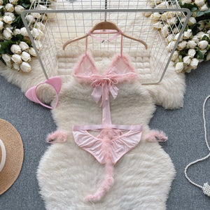 CHILLGIO Women Sexy One Piece Onesie Fur Hotsweet Fashion Erotic Intimate Strappy Rompers Lingerie Tight Combination Bodysuits