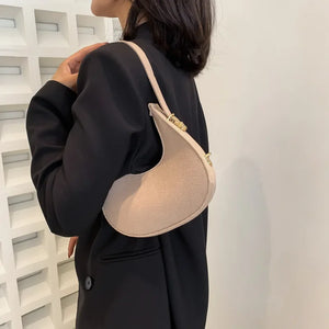 Fashion Luxury Design Felt Shoulder Hobo Bag Women Clutch Handbag Purse Female Solid Color Underarm Bag Small Shopper Tote