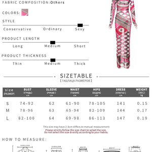 kliou Attractive Printed Women Mesh Maxi Dress Fashion Autumn Long Sleeve O-neck Skinny Vestidos Female Sexy Night Clubwear Robe