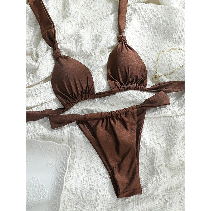 Rinabe Solid Bikini Set Women Swimwear Biquinis Feminino Bikinis Push Up Swimsuit Sexy Bikini Bathing Suit Women Beachwear