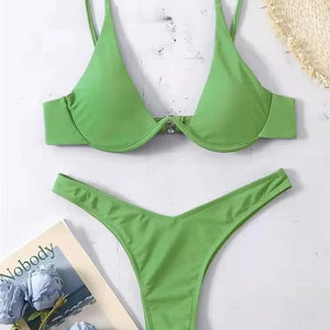 OIINAA Swimsuit Women Sexy Solid Bikini Set Two-piece Beachwear 2024 Summer Fashion Thong Swimwear Bather Bathing Suit Biquinis