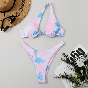 Sexy Micro Bikini 2024 Women Summer One Shoulder Neon High Cut Brazilian Bikini Set Push Up Swimming Suit Swimsuit