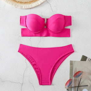 2024 Woman Separate Swimsuit Beach Outfits High Waist Sexy Bikini Set 2 Pieces Plus Size Bathing Suit Feminine Women's Swimwear