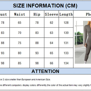 Women Autumn Slim Long Sleeved Jumpsuits Female High Waist Sexy Zipped Long Rompers Ladies Solid Color Ribbed Sports Clothing