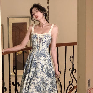 French Fashion Midi Dresses Women 2023 New Summer Elegant Spaghetti Strap Female Clothes Sexy Evening Party Backless Prom Dress