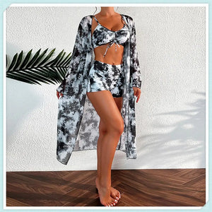 2 Piece Floral Print Bodysuit With Beach Skirt 2024 Women Padded Bikinis Swimwear Female Bathing Swimming Suit Summer Beachwear