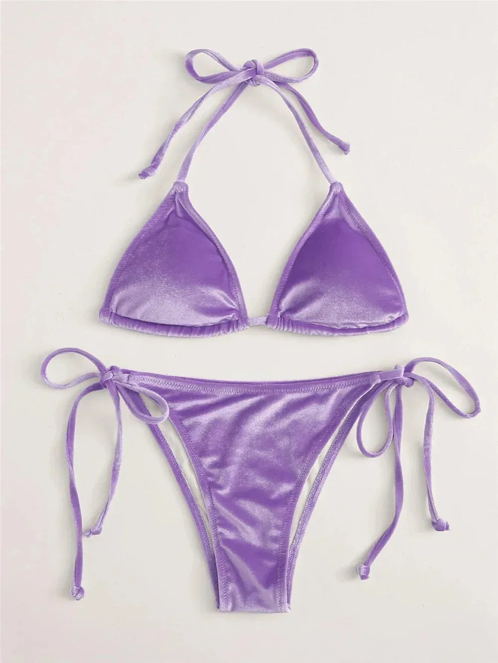 Metallic Halter Triangle Swimsuit Women Swimwear Bathing Suits Brazilian Thong Micro Bikinis Set Beach Wear Light Purple / L Metallic Halter Triangle Swimsuit Women Swimwear Bathing Suits Brazilian Thong Micro Bikinis Set Beach Wear Light Purple / L