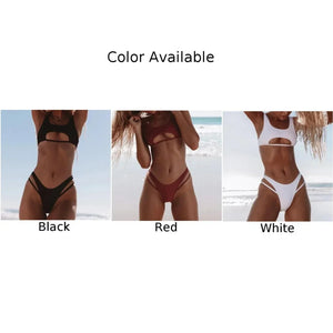 Women Sexy Hollow Bikini Set Beachwear Swimsuit Wire Free Lingerie Teddy Body Surf Erotic Tight Fitting Female Swimming Suit