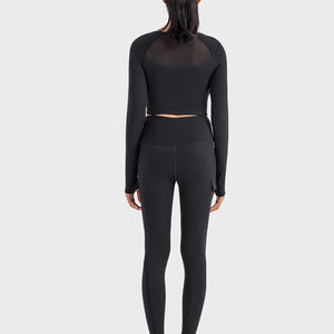 Square Neck Long Sleeve Cropped Sports Top