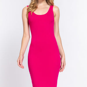 ACTIVE BASIC Ribbed Round Neck Tank Dress