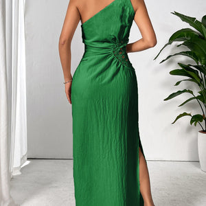 Honey Slit One Shoulder Sleeveless Maxi Dress