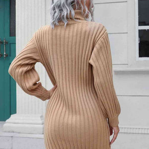 Ribbed Long Sleeve Mini Sweater Dress