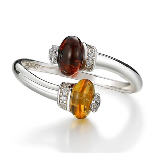 Yellow Stone 925 Sterling Silver Open Ring