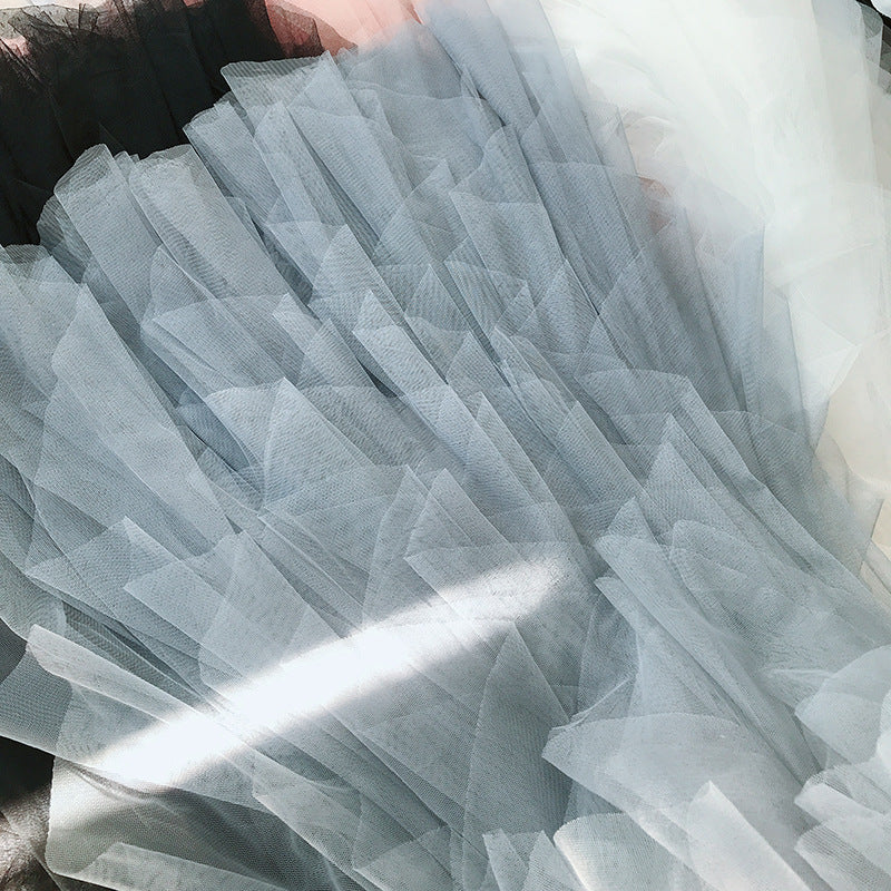 Heavy Craft New Wave Irregular Layering tiered dress Mesh Bubble Skirt High Waist Fairy Dress