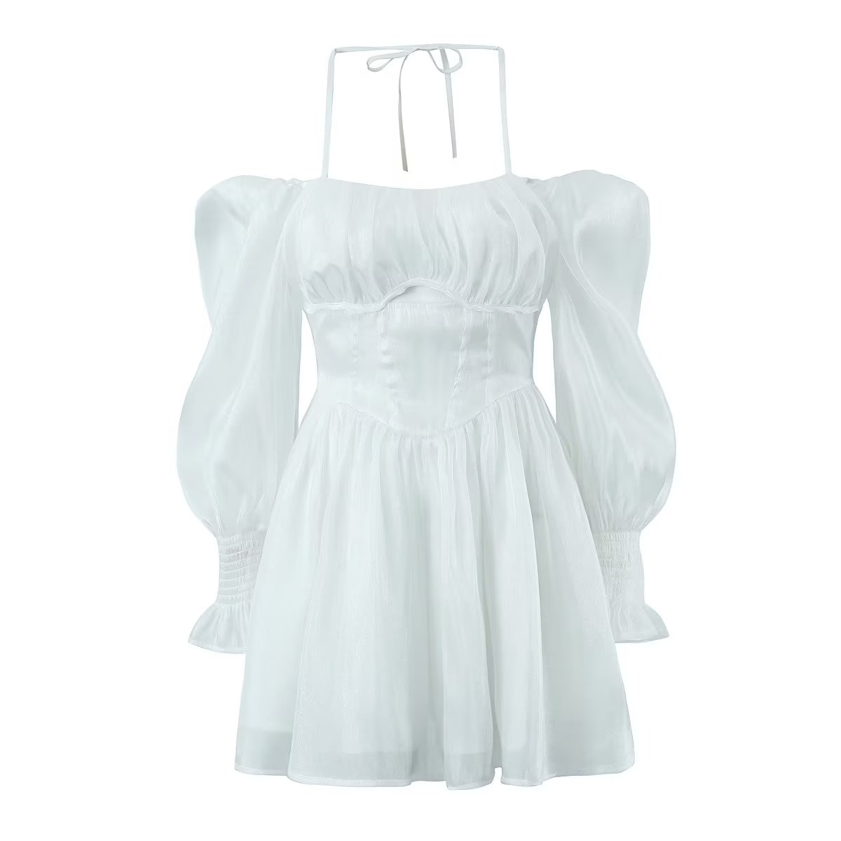 Women White Sexy Tulle Dress Summer Sexy Pleated Tube Top Cami Dress
