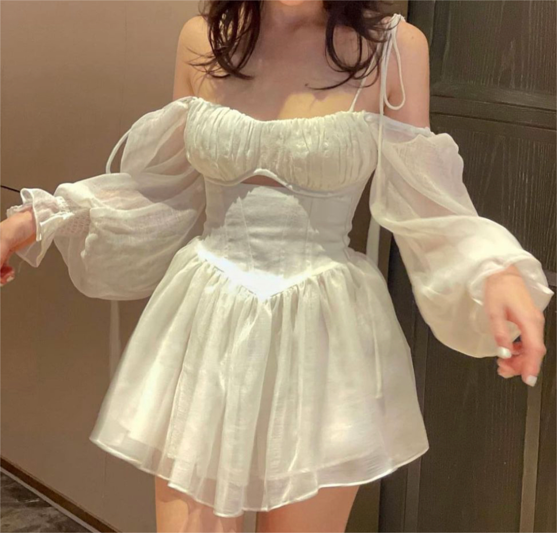 Women White Sexy Tulle Dress Summer Sexy Pleated Tube Top Cami Dress L / White Women White Sexy Tulle Dress Summer Sexy Pleated Tube Top Cami Dress L / White