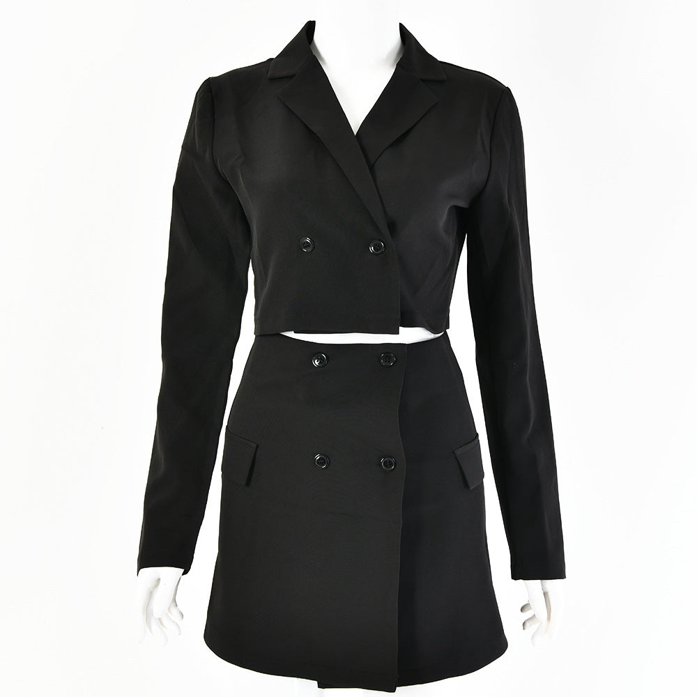 New Elegant Slim Fit Midriff-baring Small Suit Dress Two-piece Dress One Product Drop