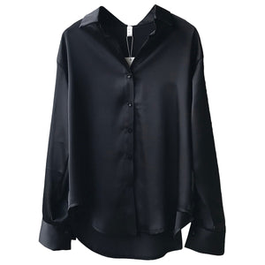 Shirt 2022 Spring New Korean Style Solid Color Elegant Loose Slimming Long Sleeve Lapel Shirt for Women