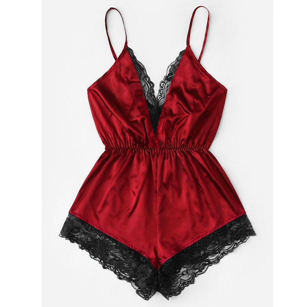 New Sexy Lingerie Home Sexy Lace Sling Taffeta Jumpsuit New