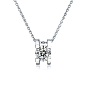 925 Sterling Silver Round Shape  Moissanite Diamond Necklace