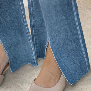 Slit Bootcut Jeans with Pockets