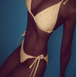 2 Pcs One Size Adjustable Women Bling Sequins Push-up Bra Bandage Bikini Set String Swimsuit e Swimwear Bathing Clothing