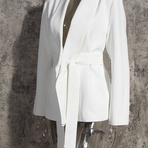 White Suit Set Women Elegant Spring New Fashion Design Wide Leg Pants Two Piece Suit Western Style