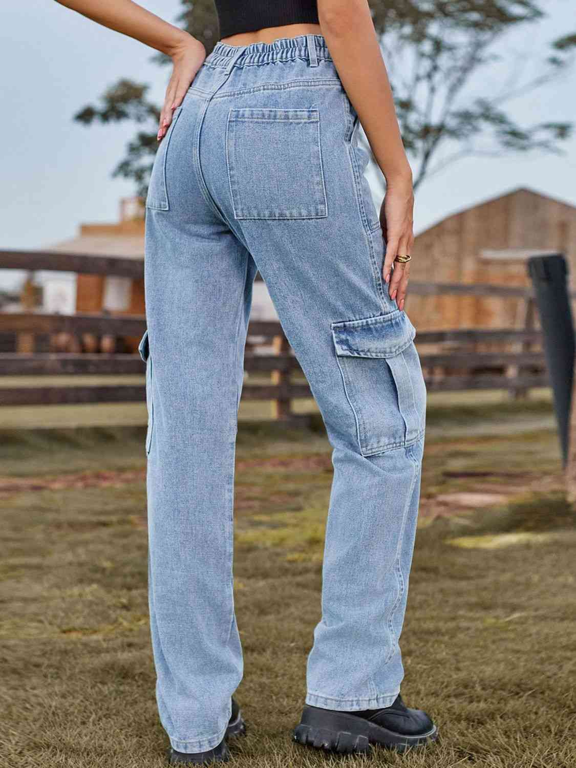 High Waist Cargo Jeans