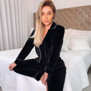 Women Pajama Suit Autumn Winter New Gold Velvet Cardigan Long Sleeve Simple Fashion Solid Color Women Home Wear Outer Wear