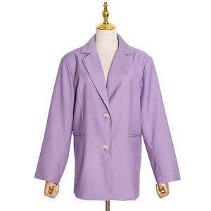 Model Style Small Suit 2022 Spring New Fashion Elegant Suit Collar Design Loose Purple Coat