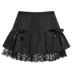 Winter New  Slimming Short Skirt Solid Color Pettiskirt Sexy Pleated Lace