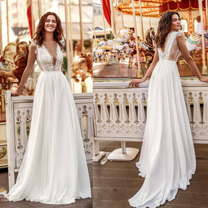 Elegant Wedding White Long Type Mid-Waist Evening Dress Sleeveless Dress