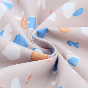 Khaki Printed Crisscross Decor V Neck Flutter Sleeve Dress