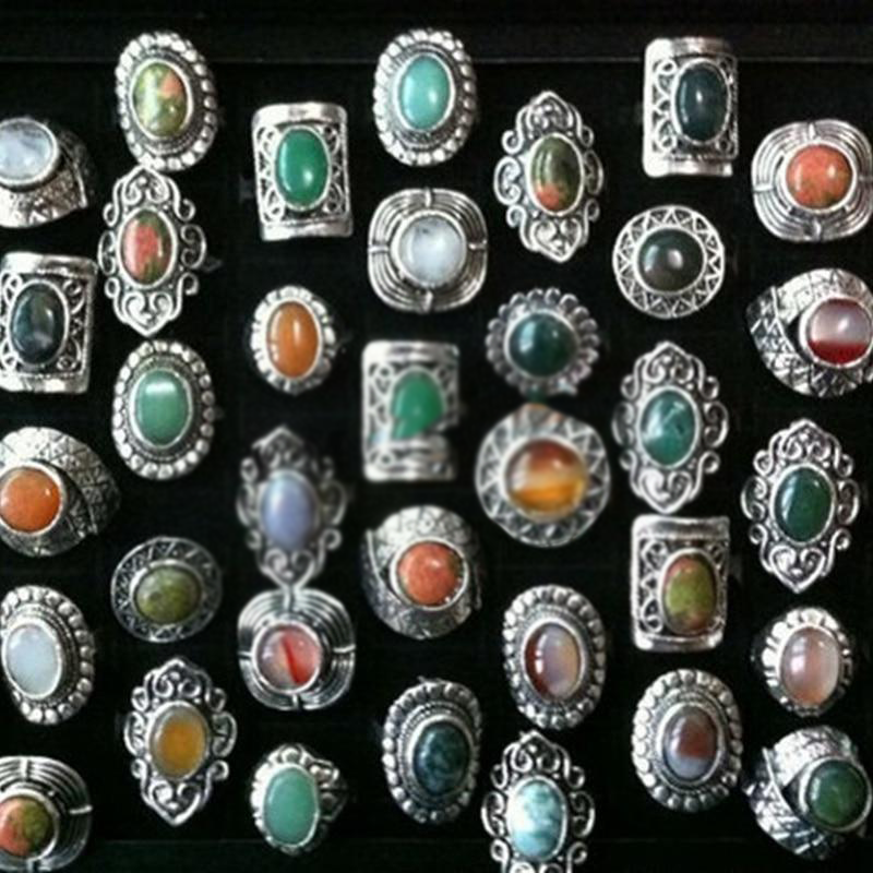 Vintage Adjustable Natural Stone Rings