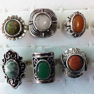 Vintage Adjustable Natural Stone Rings